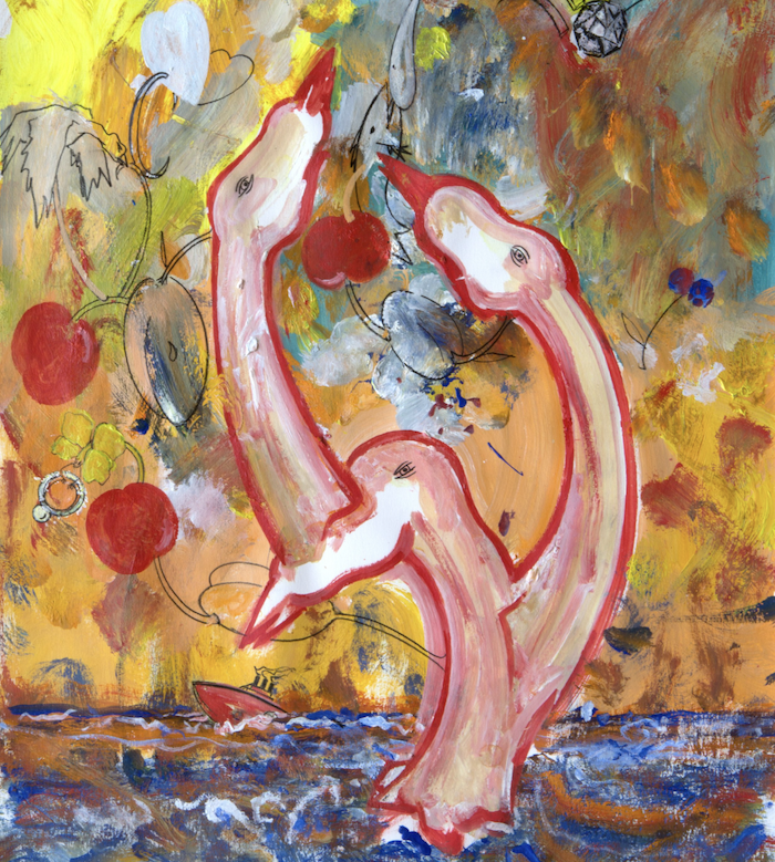 WASSERZÄRTEN 2020, Mischtechnik auf Karton, 63 x 44 cm