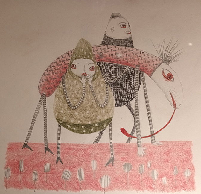 Fantasiefiguren gezeichnet mit Buntstiften