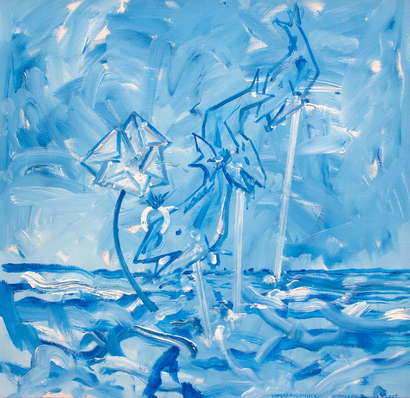 Christian Ludwig Attersee, WASSERSCHMUCK 2025, 105 x 105 / 118 x 118 cm, ©Christian L. Attersee