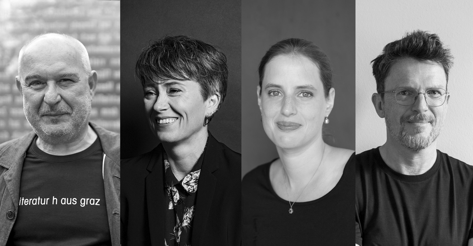 Fotocredit: Kastberger © KZ80/Friesinger; Meindl © Z. Goldstein; Wilke © F. Mädler; Jungwirth © C. Frank Literarische Soirée | Literaturhaus Graz