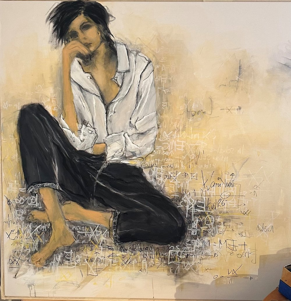 Fotocredit: Karina Laru-Naú emotions has no title 2. 2026. Mischtechnik auf Leinen. 100 x 100 cm Karina Laru-Naú emotions has no title 2. 2026. Mischtechnik auf Leinen. 100 x 100 cm