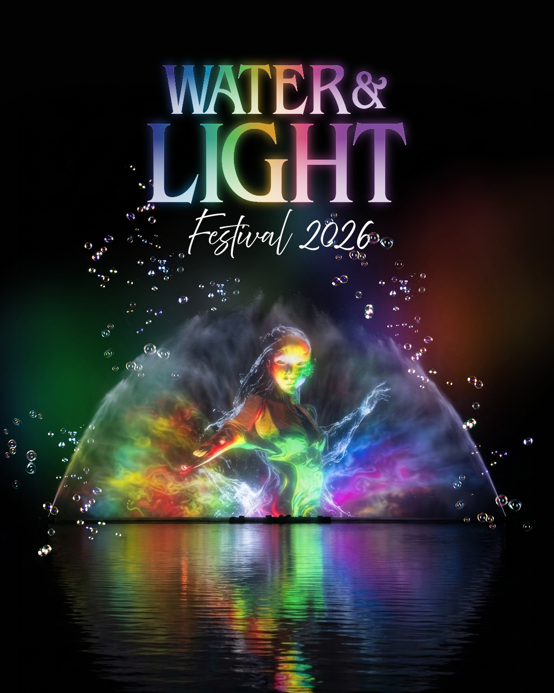 Fotocredit: Congresszentrum Zehnerhaus Bad Radkersburg Water & Light Festival 2026 – farbenprächtige Licht- und Wassershow in Bad Radkersburg