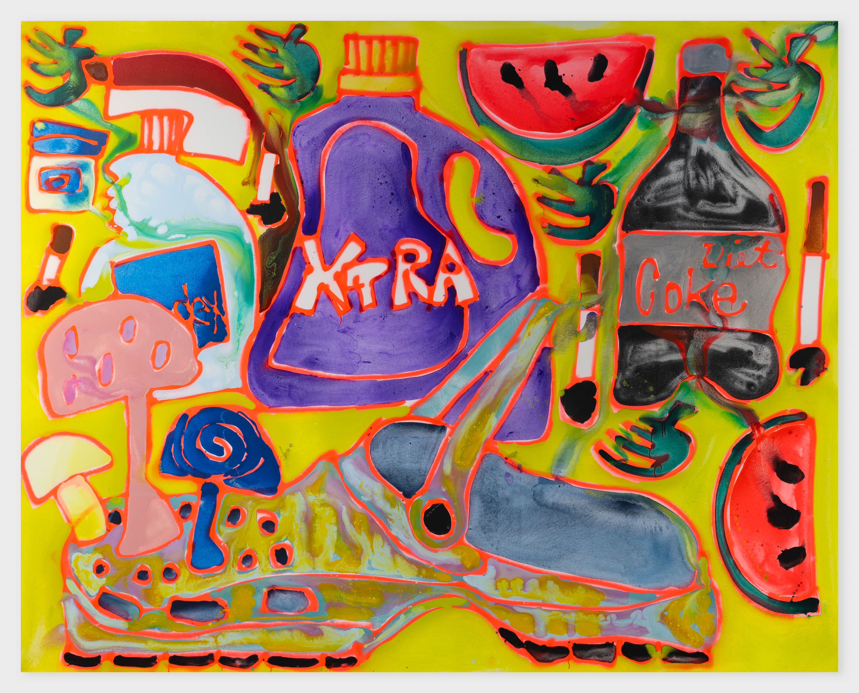 Acryl und Sprühlack auf Leinwand 243,8 × 304,8 cm