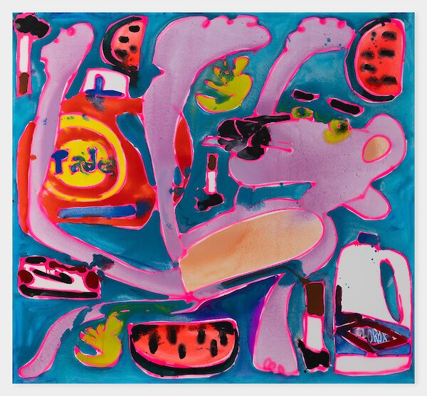 Fotocredit: © Katherine Bernhardt. Courtesy die Künstlerin, David Zwirner, und Canada, New York Acryl und Sprühlack auf Leinwand, 182,9 × 198,1 cm